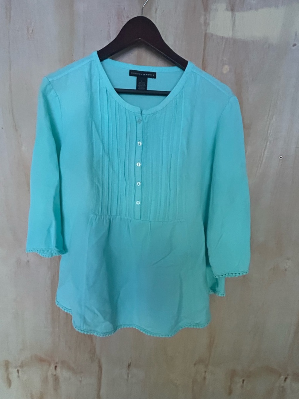 Grace Elements Turquoise Pintuck Button-Front Tunic